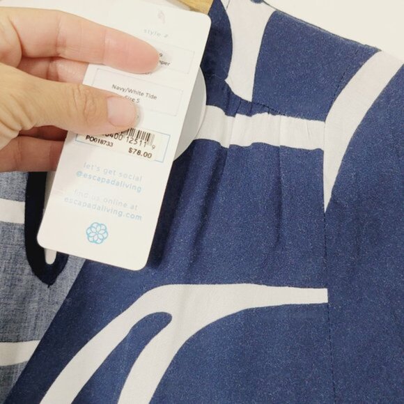 Escapada Living Romper Shorts One Piece Jumper Navy Blue White Tide S New - Picture 6 of 12